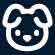 A simple white outline of a dog's face, featuring floppy ears, round eyes, and a small nose and mouth, on a dark background—perfect for adding charm to spaces like MorningStar Senior Living Kirkland or enhancing Retirement Living environments.