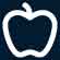 A simple white outline of an apple on a dark blue background, reflecting the fresh approach to Retirement Living at MorningStar Senior Living Kirkland.